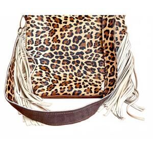 NEW JEWELRY JUNKIE women's fringe handbag in leopard